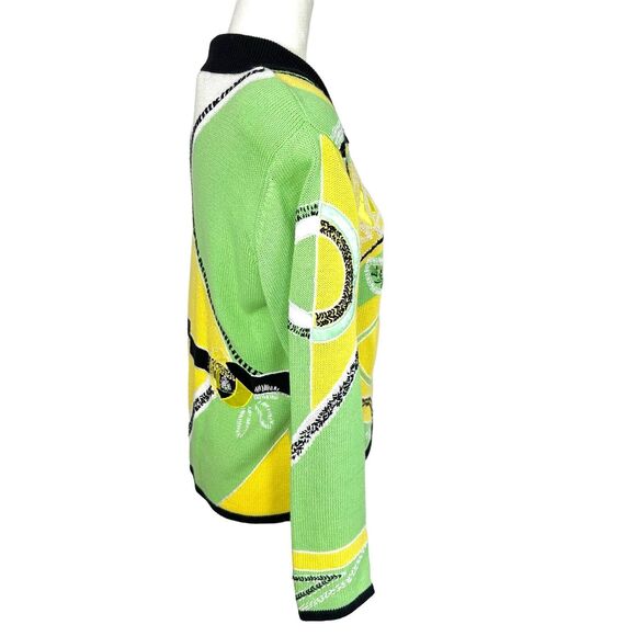 Nancy Bolen City Girl Sweater Cardigan Petite Large PL Psychedelic Sequins Artsy - Picture 6 of 9